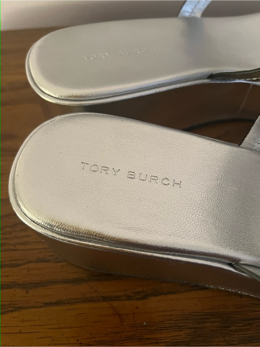 Tory Burch Miller Wedge Metallic Leather Thong Sandals - Picture 3 of 8